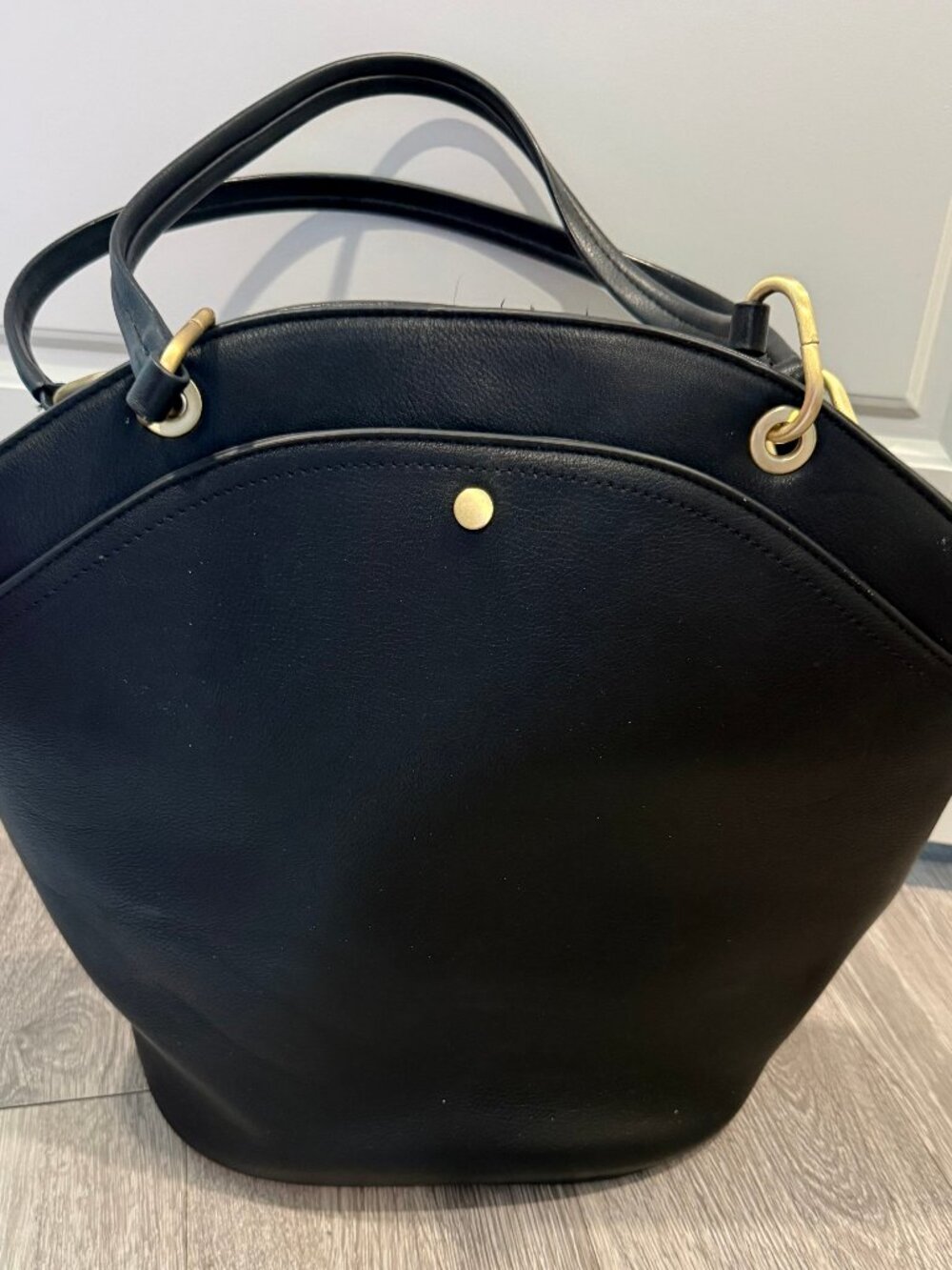 Sole / Society Black Leather Tote Bag with Gold Hardware